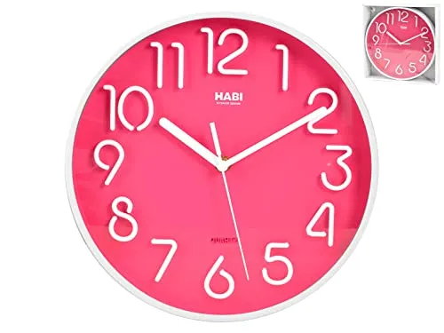Habi Wanduhr, Rund, 25 cm, Kunststoff, Fuchsia in pink von HABI