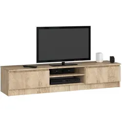 Raumhirsch Lowboard Sonoma Eiche, 160 cm, modern und funktional - Das stilvolle Lowboard aus Holzwerkstoff mit 160 cm Breite bietet viel Platz für Ihre Unterhaltungselektronik. Die offene Fächerlösung sorgt für einfachen Zugang und eine ordentliche Optik in Ihrem Wohnzimmer.