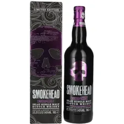 Smokehead Twisted Stout - Islay Single Malt Scotch Whisky - Whisky, vereint den intensiven Rauchgeschmack von Smokehead mit süß-weichen Stout-Aromen und wird in limitierten Auflagen mit 43,0% vol. abgefüllt.