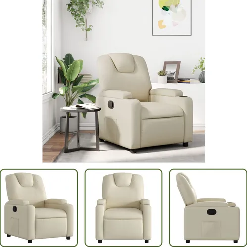 The Living Store Relaxsessel Creme Kunstleder mit Liegefunktion