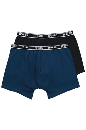 JP 1880 Herren Übergrößen Pants L-8XL 2er-Pack Jersey Mittelblau - Praktischer 2er-Pack mit bewährter Passform. Elastischer Bund und hochwertiger Jersey-Stoff sorgen für optimalen Tragekomfort. Ideal für den Alltag.
