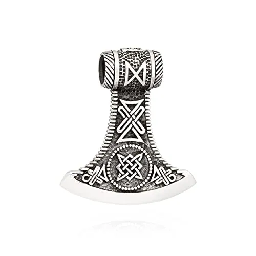 NKlaus Kettenanhänger Thors Hammer aus 925 Silber - Eleganter Kettenanhänger für Damen, aus hochwertigem 925 Sterling Silber, symbolisiert Stärke und Schutz. Ideal als Wikinger Amulett und einzigartiges Schmuckstück.