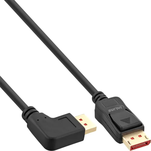 InLine® DisplayPort 1.4 Kabel 8K4K, links gewinkelt, 5m - Hochwertiges DisplayPort 1.4 Kabel, 8K4K, links gewinkelt, ideal für Platzersparnis. 3-fach geschirmt für optimale Signalübertragung und zuverlässigen Einsatz.