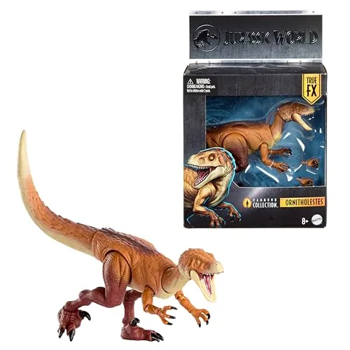 Mattel Jurassic World Hammond Collection Dinosaurier Actionfigur Ornitholestes, Premium-Design mit realistischen Augen, 18 Gelenken und zusätzlichen Krallen, JKM91, [Mehrfarbig]