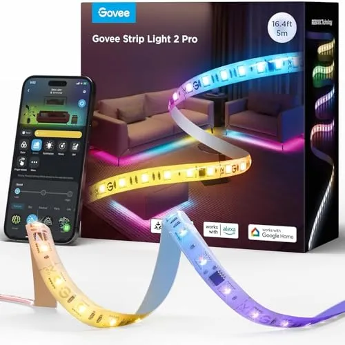 Govee LED Strip Light 2 Pro 5m, Smart RGBIC LED Streifen mit weißem Licht