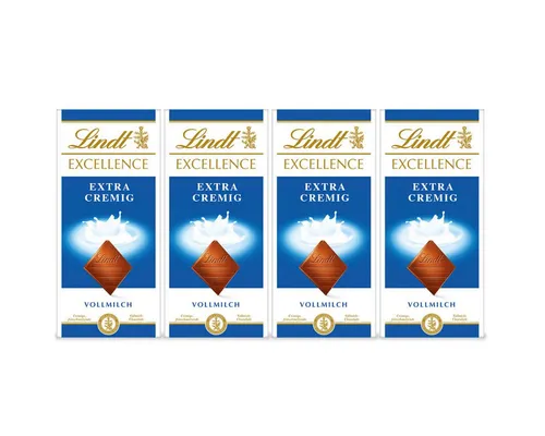 LINDT Schokolade, Lindt Excellence Extra Cremig Vollmilch Schokoladentafel 100g 4er Pack