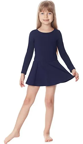 Merry Style Mädchen Body mit Rock Balletkleid Langarm MS10-138 (Dunkelblau, 128)