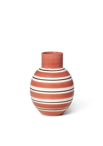 Kähler Vase H14.5 cm Omaggio Nuovo für Blumen mit handgemalte Streifen, rot