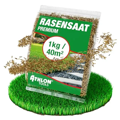 ATHLON TOOLS Dekorasen Rasen-Samen 1kg / 40m² Frühjahr/Sommer - schnellkeimend - Rasensaat Nachsaat Deko-Rasen Zierrasen Schmuckrasen