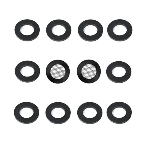 D&DHardware 12 Stück Duschkopf Dichtung enthalten 2 O Ring Filternetz Edelstahl Schlauchdichtung Gummi Scheibe für 1/2 Zoll Dusch Brausekopf