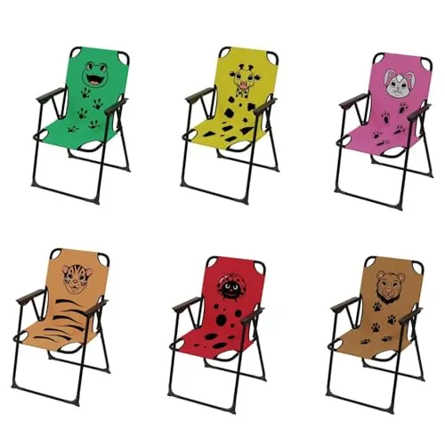 Kinder Outdoor Campingstuhl Klappstuhl Campingstuhl Outdoor Camping klappbar max 100Kg Stahl pulverbeschichtet Tier Design, Farben:Grün