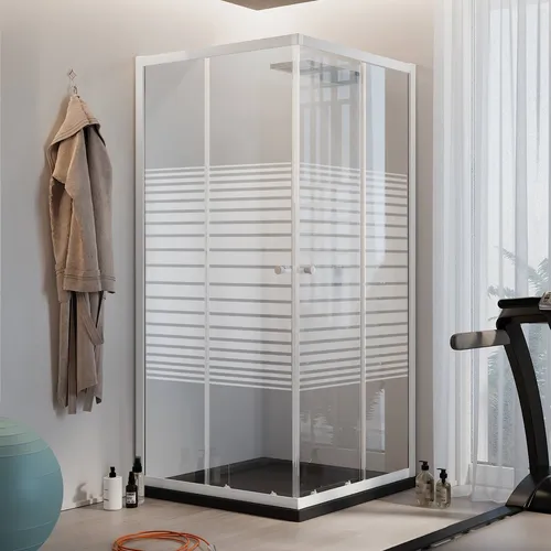 Rechteckige Duschkabine 120x80cm mit Milchglas-Schiebetür