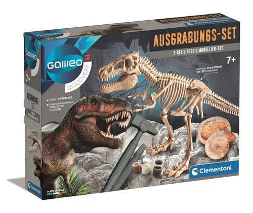 Clementoni® Experimentierkasten Ausgrabungs-Set T-Rex & Fossil Modellier-Set