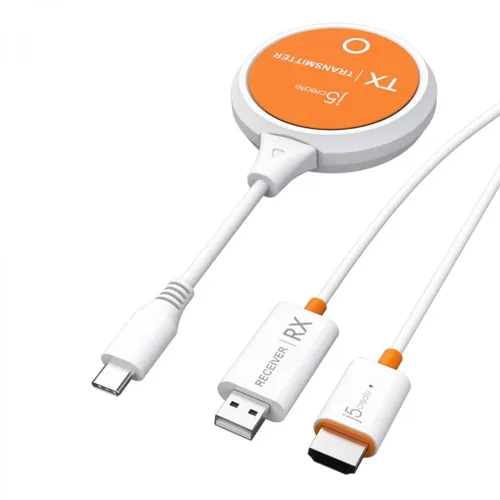 j5create ScreenCast USB-C® Wireless Display HDMI™ Extender - Sonstiges TV-Zubehör für drahtlose Full-HD-Übertragung von Mobilgeräten, unterstützt bis zu 1080p und bietet eine stabile Verbindung dank Dualband-Technologie.