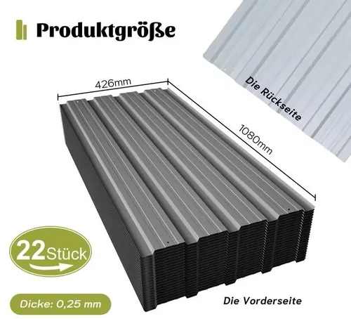 22er Set Trapezblech Profilblech 10m² verzinkt in Grau