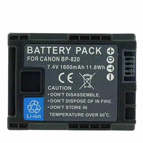 Canon BP-820 Ersatz-Akku für Vixia HF G30, XA20, XA25 - Hochwertiger Nachbau-Akku mit 1600mAh, ideal für Canon-Kameras. Dank Lithium-Ionen-Technologie ohne Memory-Effekt und immer einsatzbereit. Perfekt für lange Aufnahmen!