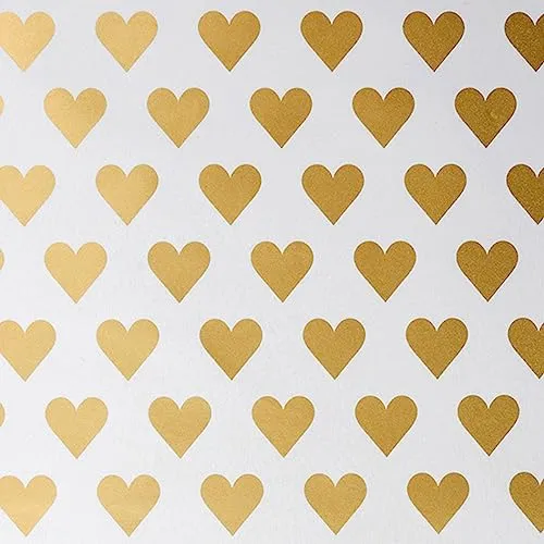 Star Geschenkpapier Herzen 70cm x 2m Rolle (Gold)