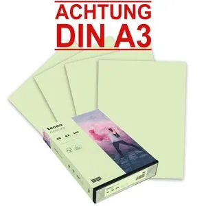 Inapa Kopierpapier Tecno Colors A3, hellgrün, 80g/qm - Farbpapier A3 in pastell hellgrün, ideal für kreative Druckprojekte. Hergestellt aus nachwachsenden Rohstoffen, holzfrei und beidseitig kopierfähig. Verpackungseinheit: 500 Blatt.