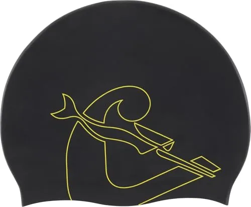 Cressi Eddie Swim Cap - Badekappe Unisex, Schwarz/Gelb, Einheitsgröße