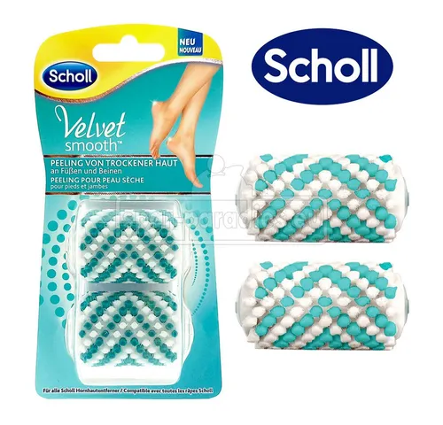 Scholl Velvet Smooth Peelingbürstenaufsatz 2er Pack - Entfernen Sie sanft trockene Haut mit den Scholl Velvet Smooth Peelingbürstenaufsätzen. Ideal für die Pflege von Füßen und Beinen, verbessern sie die Aufnahme von Feuchtigkeitscreme für ein geschmeidiges Hautgefühl.