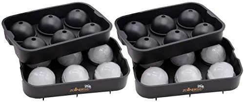 ZOLLNER24 2er Set XXL Eiswürfelform Silikon, Kugel 4,5 cm, schwarz
