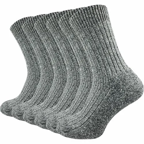 Herren Norweger Socken (6 Paar) warme & dicke Thermosocken gegen kalte Füße | Wollsocken (DE/NL/SE/PL, Numerisch, 47, 50, Regular, Regular, grau)