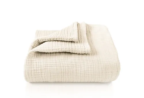 Premium Musselin Babydecke 4-lagig aus 100% Baumwolle in weiß von Laynenburg