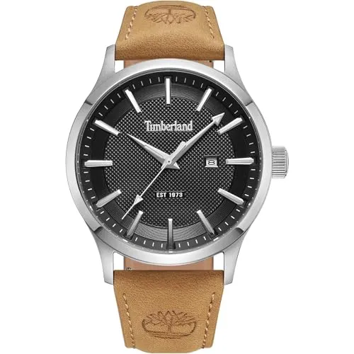 Timberland TDWGB0041003 Herren Analog Quarz Uhr - Armbanduhr für Herren, 5ATM spritzwasserfest, mit elegantem Lederarmband und robustem Edelstahlgehäuse, ideal für jeden Anlass.