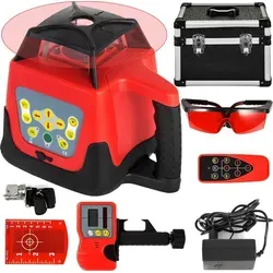 SucceBuy Red Laser Level Rotary Selbstnivellierung Messautomatik Rotierender roter Strahl mit Empfänger, Fernbedienung, Tragetasche