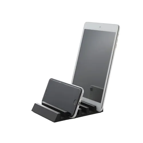 YAMAZAKI 5275 Tower Tablet-Ständer, schwarz, Aluminium/Silikon, minimalistisch, 10 x 13 x 1.8 cm