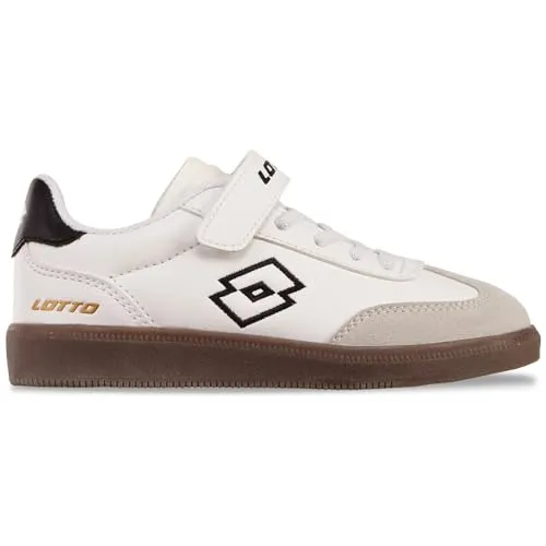 Lotto Unisex Kinder Vintal Sneaker, White Black, 31 EU - Sneaker im angesagten Terrace Style für Kinder, mit elastischer Schnürung und Klettverschluss für einfaches Anziehen und besonderen Komfort.