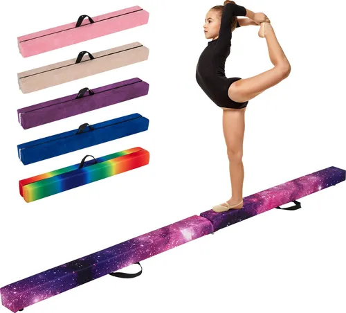 COSTWAY 240cm Klappbarer Schwebebalken für Kinder - Ideal für alle Leistungsstufen! Dieser 240 cm lange Gymnastikbalken aus EPE-Schaum und Kiefernholz bietet eine rutschfeste Oberfläche und ist leicht transportierbar. Perfekt zur Verbesserung von Gleichgewicht und Selbstvertrauen.