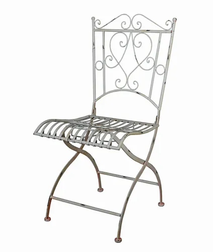 Gartenstuhl Antik Metallstuhl weiß Stuhl Shabby Chic Balkonstuhl Eisenstuhl neu