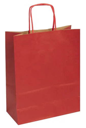 Clairefontaine Papier-Tragetasche - klein, rot aus hochwertigem Kraftpapier, ideal für Geschenke oder Einkäufe, 25 Stück