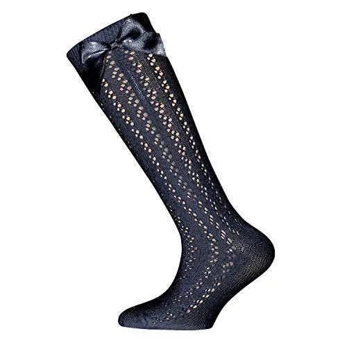 EWERS Schleife Kinderkniestrümpfe für Mädchen Traforato, MADE IN EUROPE, Baumwolle weiss festlich