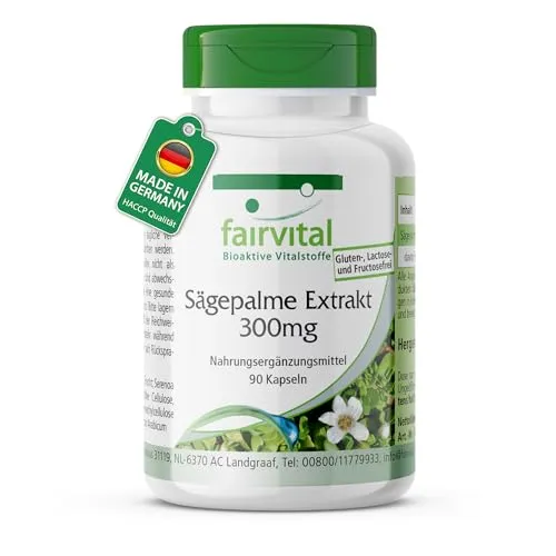 fairvital Sägepalme Extrakt 300mg, 90 Kapseln, schluckfreundlich, für 3 Monate, HOCHDOSIERT, VEGAN, mit Beta-Sitosterol