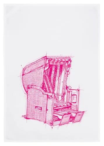 Geschirrtuch weiss, STRANDKORB, neon pink