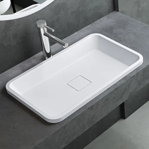 Mai & Mai Einbauwaschbecken Col104 aus Gussmarmor - Elegantes Einbauwaschbecken aus hochwertigem Gussmarmor in matt Weiß, ideal für moderne Badezimmer mit den Maßen 53x33x10,5 cm.