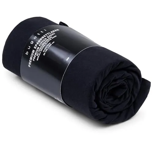 bugatti Spannbettlaken 140x200-160x200 cm - Hochwertiges Spannbetttuch aus 97% Baumwolle und 3% Elasthan, besonders weich & ideal für Matratzen bis 25 cm Höhe, maschinenwaschbar und trocknergeeignet.