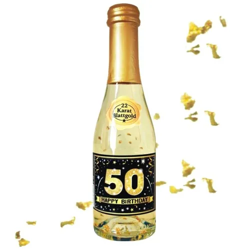 Zum 50. Geburtstag: Piccolo Blattgold Happy Birthday Sekt Geburtstagsgeschenk
