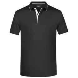 Klassisches Polo mit Kontraststreifen Schwarz/Silber, Gr. XL