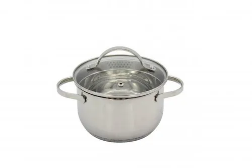 Krüger Kochtopf aus rostfreiem Edelstahl 1500ml 16cm - Kochtopf aus rostfreiem Edelstahl mit Glasdeckel, ideal zum Abgießen von Kochflüssigkeiten. Der Kapselboden sorgt für lange Wärmespeicherung – ein unverzichtbarer Küchenhelfer!