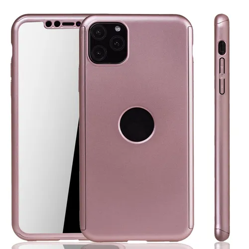 Handyhülle Schutz Case für Apple iPhone 11 Pro Max 360 Cover Displayschutz Rosa