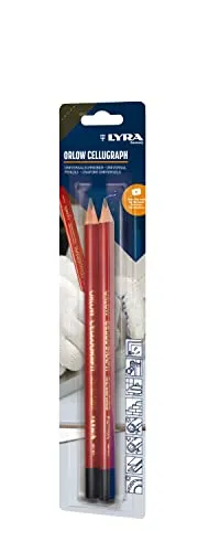 Lyra L1948002, LYRA ORLOW CELLUGRAPH Universalschreiber dreiflächig 24 cm lang, Bleistift in Profi-Ausführung, ideal für Markierungen auf allen glatten Oberflächen, Blister mit 2 Stück
