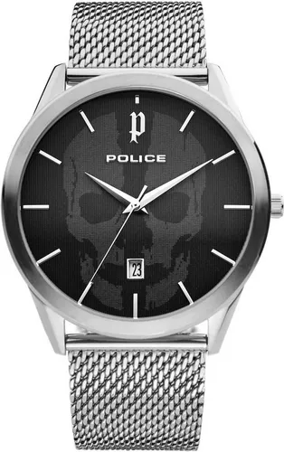 Police Herren Analog Quarz Uhr PL.15305JS/02MMA - Armbanduhren für Herren mit silbernem Edelstahlarmband und 5 bar Wasserfestigkeit – ideal für den täglichen Gebrauch.