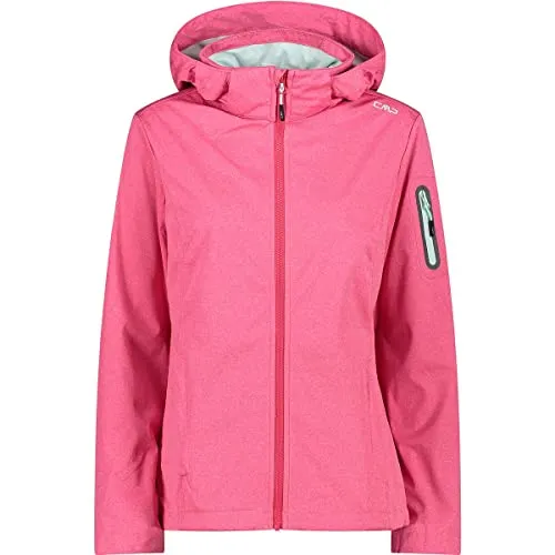 CMP Damen Softshelljacke mit Kapuze - Übergangsjacke aus leichtem Softshell-Stoff, winddicht, wasserdicht und atmungsaktiv dank Clima Protect-Technologie, ideal für Frühlingstage in der Natur oder Stadt.