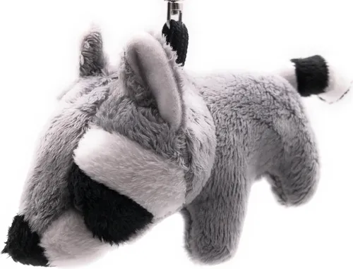 Onwomania Plüsch / Kuschel / Stoff Tier Schlüsselanhänger Dachs Waschbär grau 13 cm