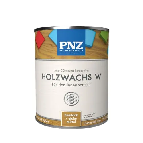 PNZ Holzwachs W für Innen | lösemitttelfreier Wachsanstrich | Nachhaltig hergestellt mit regionalen Rohstoffen | für alle Hölzer, Gebinde:0.25L, Farbe:eiche mittel/hemlock
