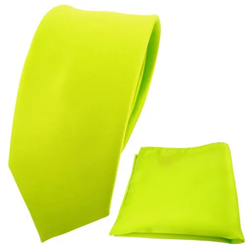 TigerTie - schmale Designer Krawatte Einstecktuch in grün neongrün leuchtgrün einfarbig uni