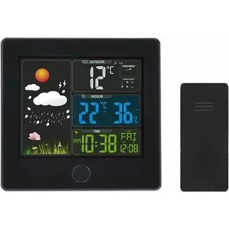 Solight Wetterstation, Farb-LCD, Temperatur, Luftfeuchtigkeit, RCC, schwarz